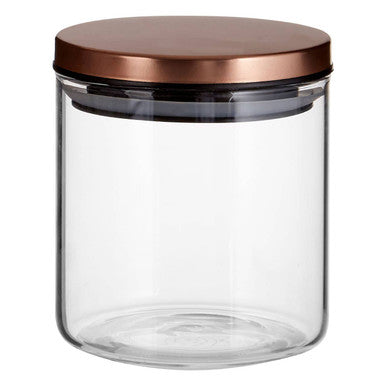 Freska Glass Storage Jar with Rose Gold Lid 550ml