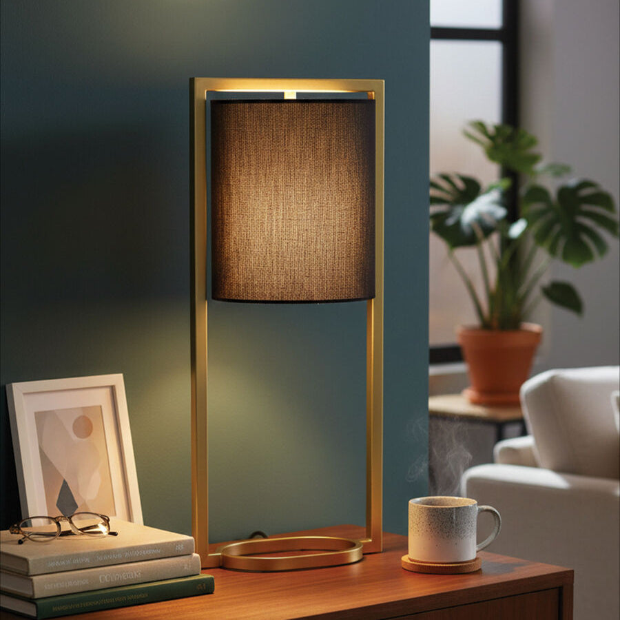 Lara Black Shade With Gold Finish Metal Frame Table Lamp